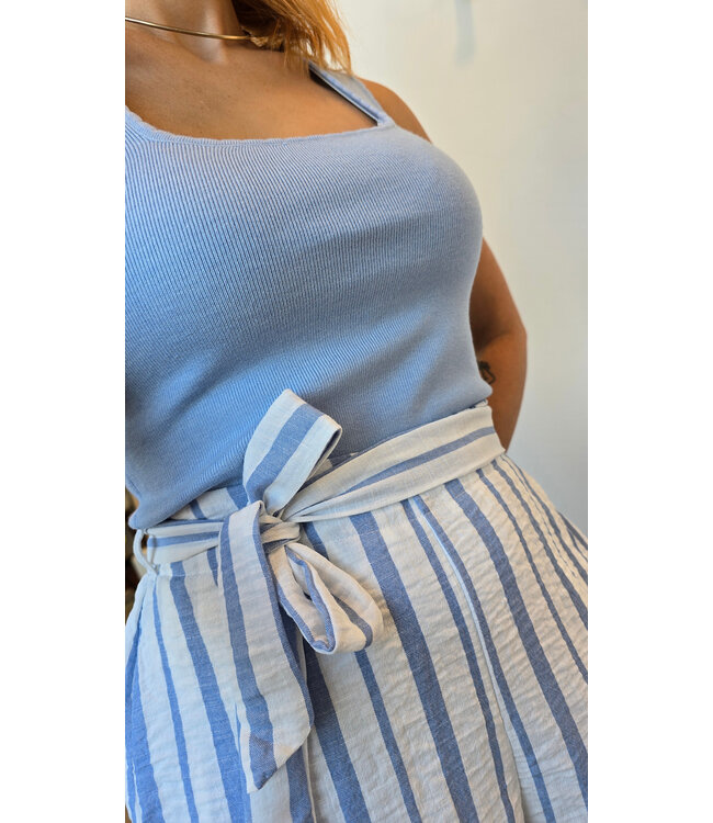 Katoen stripe short - Blauw