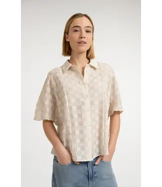YAYA Short sleeve jaquard blouse