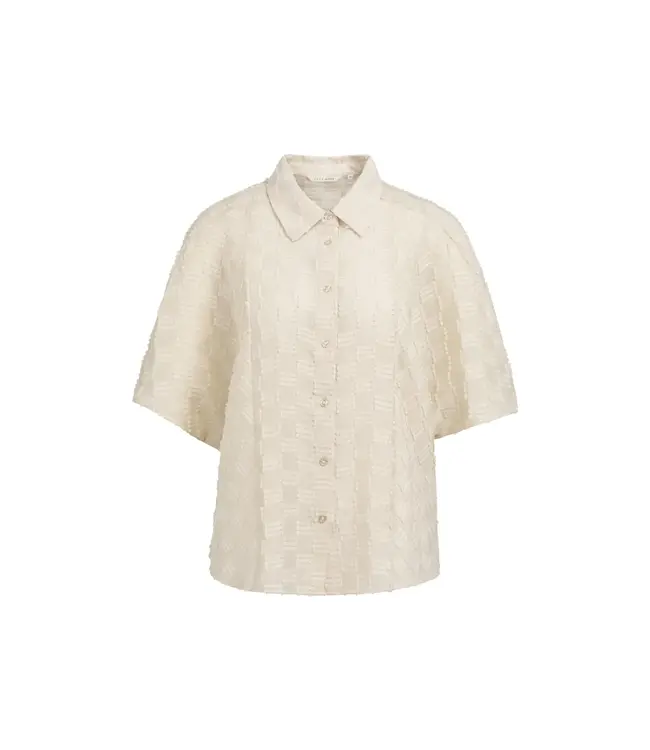 Short sleeve jaquard blouse