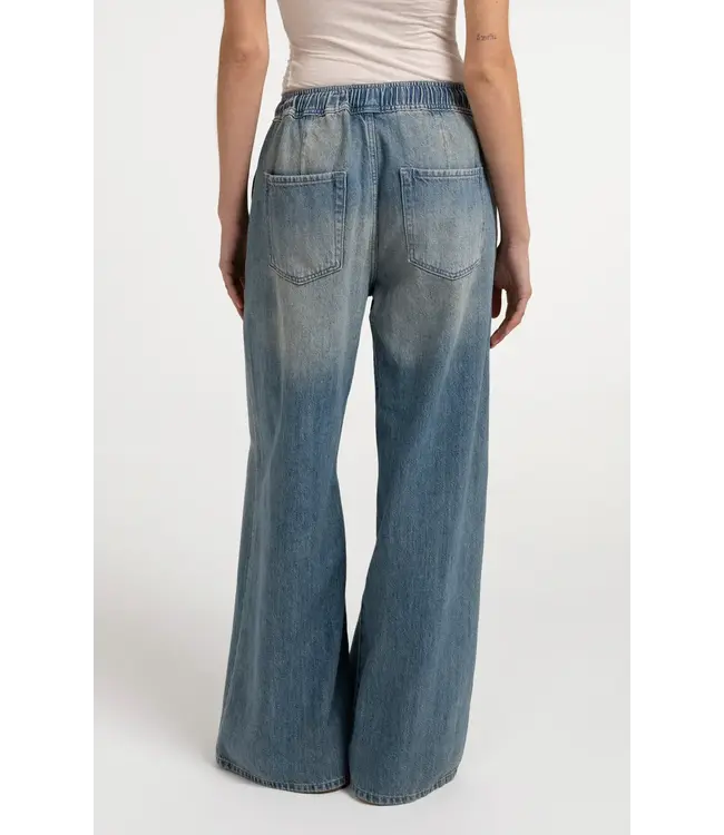Denim trousers with cord