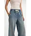 Denim trousers with cord