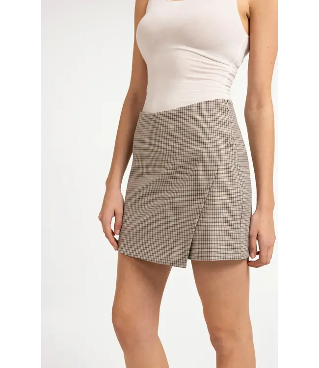 Woven check mini skort