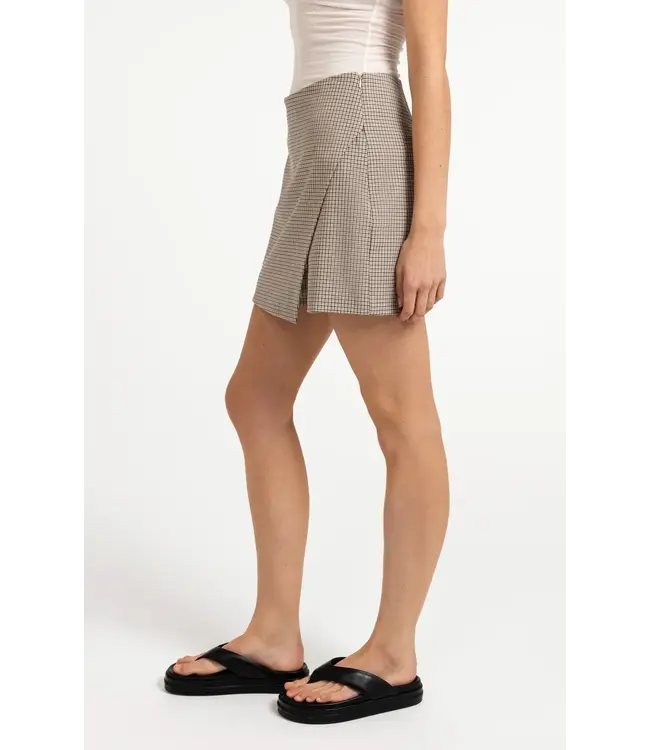 Woven check mini skort
