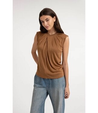 YAYA Sleeveless top pleated neck