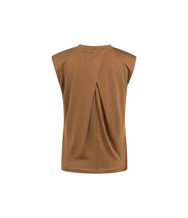Sleeveless top pleated neck