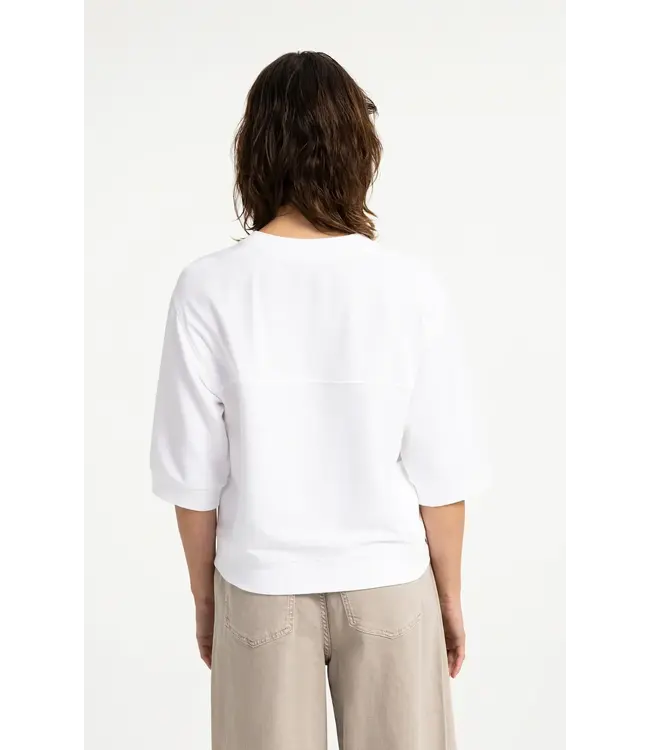 Sweat met korte mouw en rib