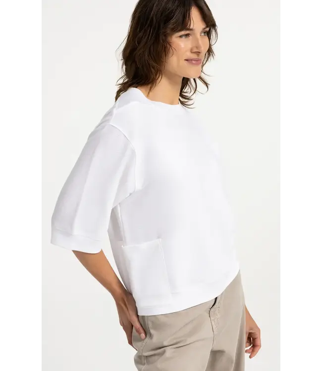 Sweat met korte mouw en rib