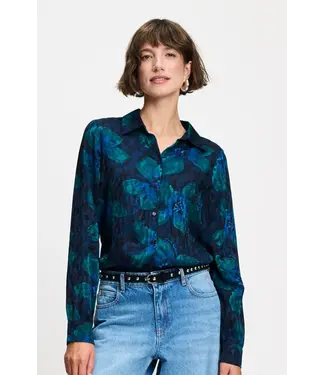 Pom Amsterdam Blouse Mila bloom - Teal Green