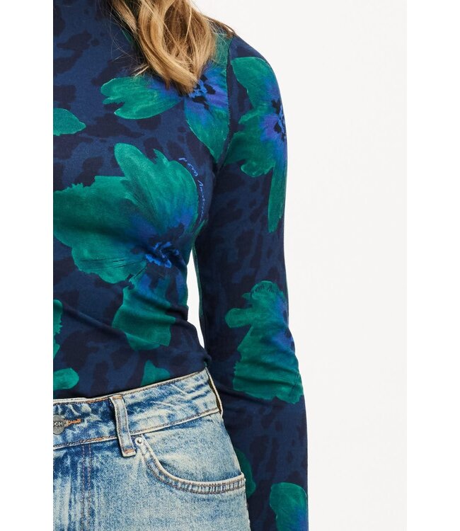 Turtleneck Romi jersey bloom - Teal Green