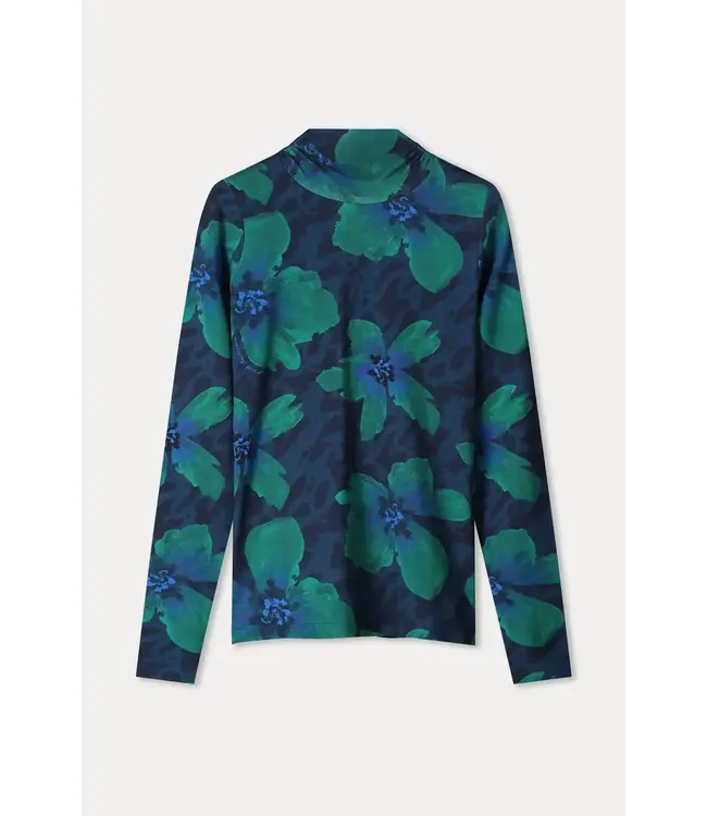 Turtleneck Romi jersey bloom - Teal Green