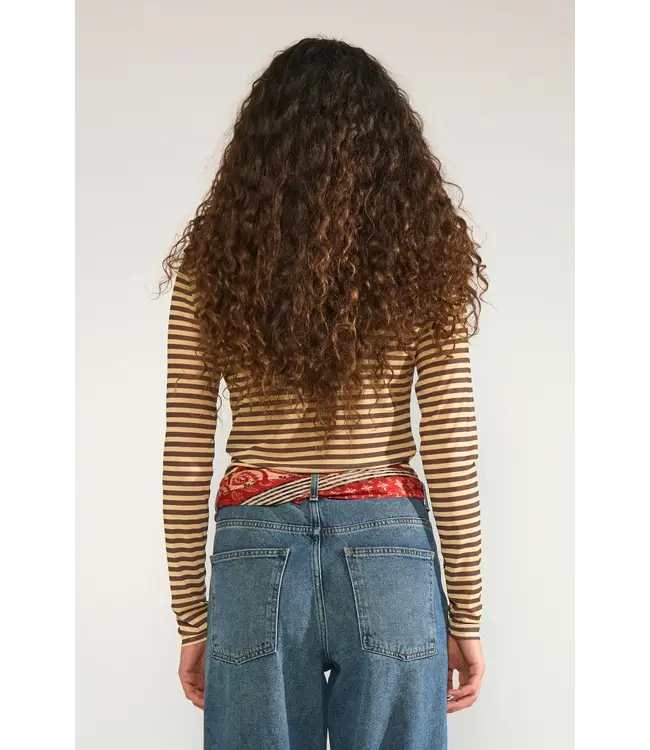 Sine striped mesh blouse