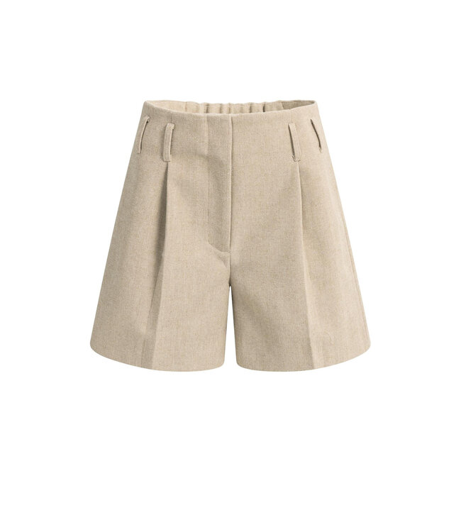 Woven bermuda met visgraatstof