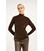 Fluwelen mesh top met hoge halslijn