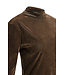 Fluwelen mesh top met hoge halslijn