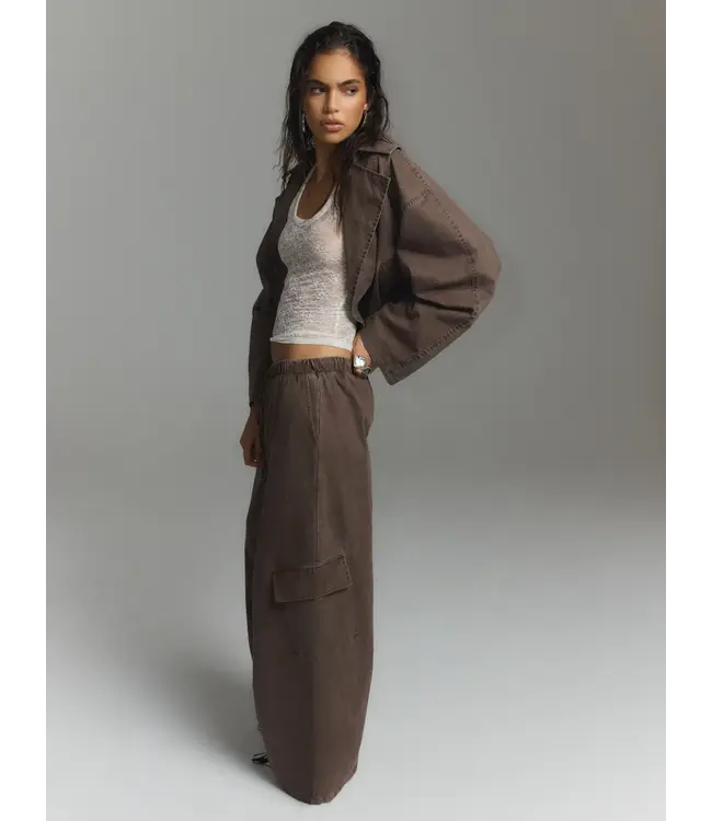 Mila - Woven washed wide leg cargo