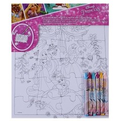 Disney Princess kleurpuzzel met 6 waskrijtjes + gratis stickervel