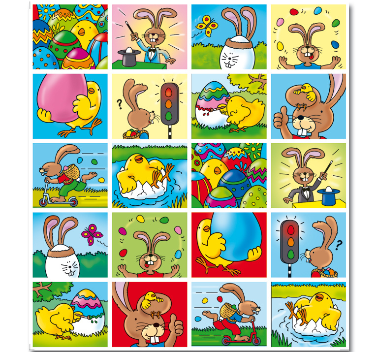 1000 stuks Pasen-themastickers, EBANKU 2 rollen Paashaasstickers Eieren Zelfklevende stickers Paasetiketten Plakboek voor paasdecoratie