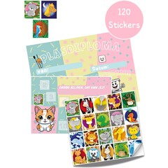 Stammetjes Stammetjes Beloningssysteem Meisje - Zindelijkheidstraining kind - 10x stickerkaart - 120 stickers - Plasdiploma - Beloningsstickers