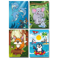 Getekende dieren kaarten A4