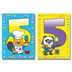 Reuzewenskaarten cijfer 5  - A4