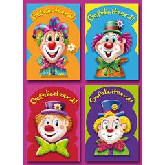 Prentkaarten Clown felicitatie A6