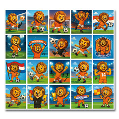 Stammetjes Oranje voetbal leeuw stickers