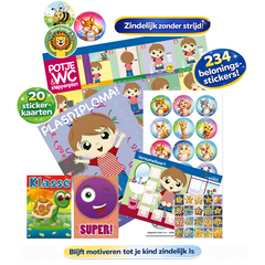 Stammetjes Beloningssysteem zindelijkheidstraining – Compleet zindelijkheidssysteem kind – 20 stickerkaarten, 234 beloningsstickers, stappenplan & plasdiploma