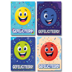Felicitatie kaarten met smileys A5