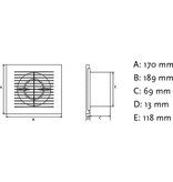 IVC IVC Air inbouwventilator Ø 125 mm timer en vochtsensor