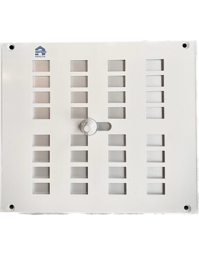 RENSON Met het afsluitbaar luchtrooster van  Renson  regelt u zelf de luchttoevoer doormiddel van een schuifknop. Het rooster is voorzien van muggengaas.