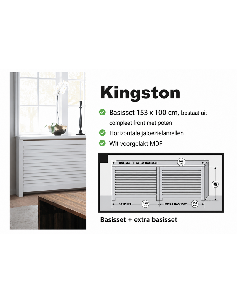 Cando Cando radiatorombouw Kingston 153x100cm MDF wit gegrond