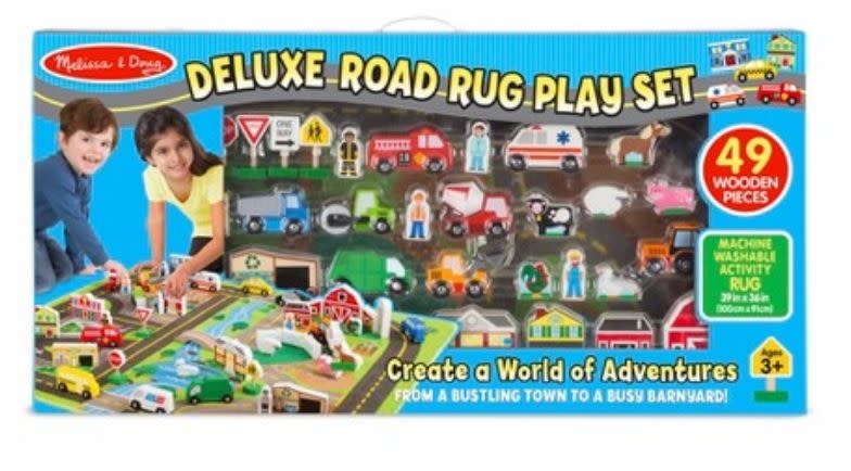 melissa & doug deluxe activity road rug play set