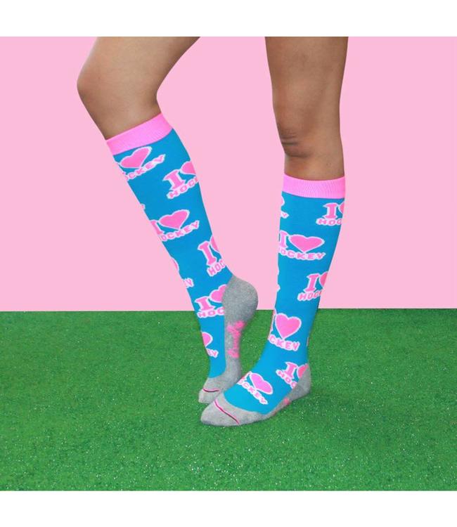 Hingly Funsokken I Love Hockey Blauw