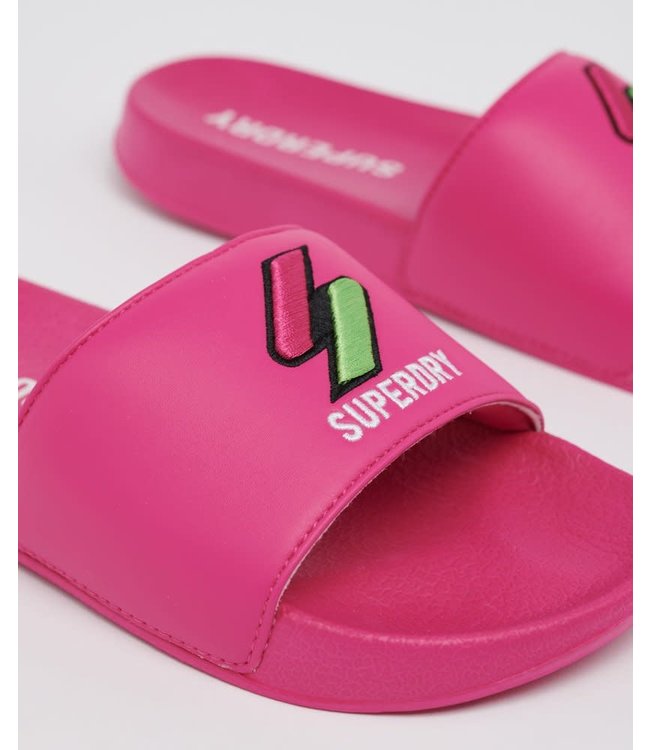 Superdry Patch Pool Slippers Pink