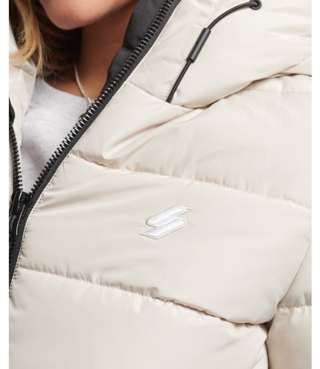 Superdry Sport Hooded Spirit Sports Puffer Beige