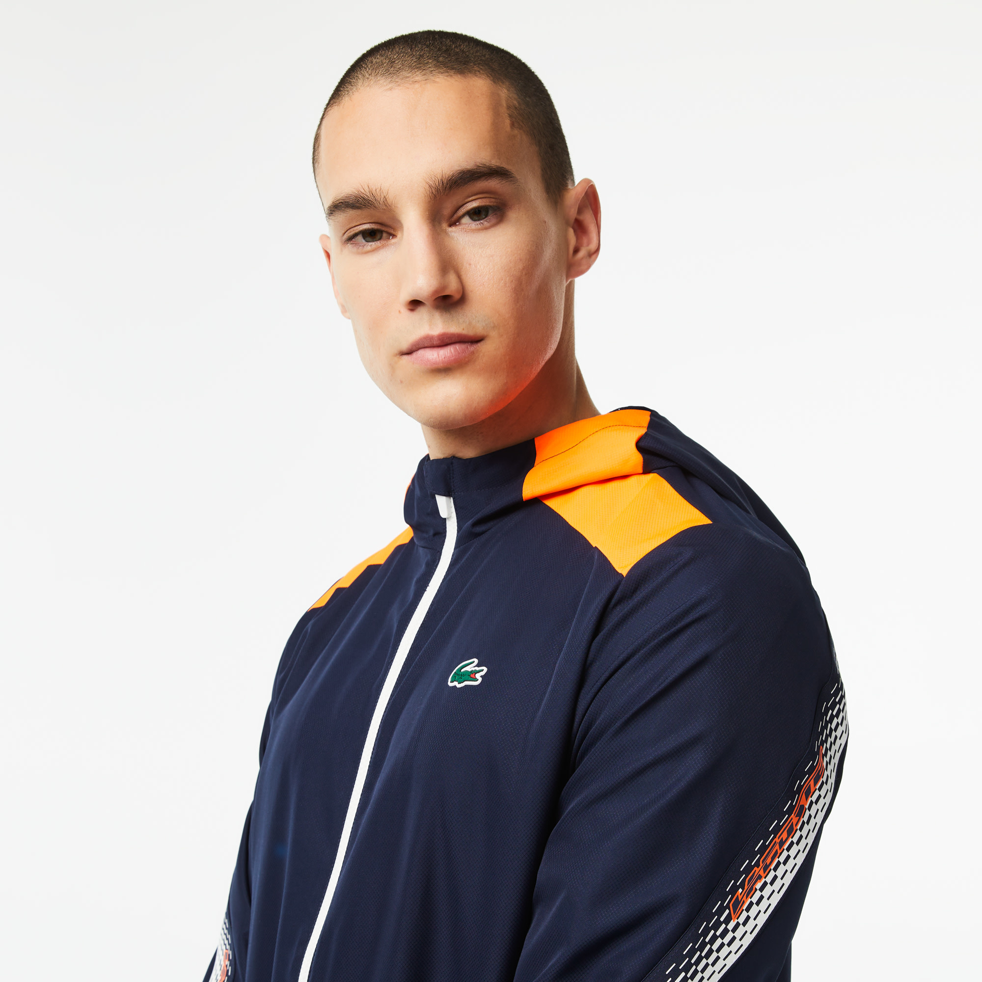 Lacoste Sport Jacket Navy Flashy Orange Tennis Store NL