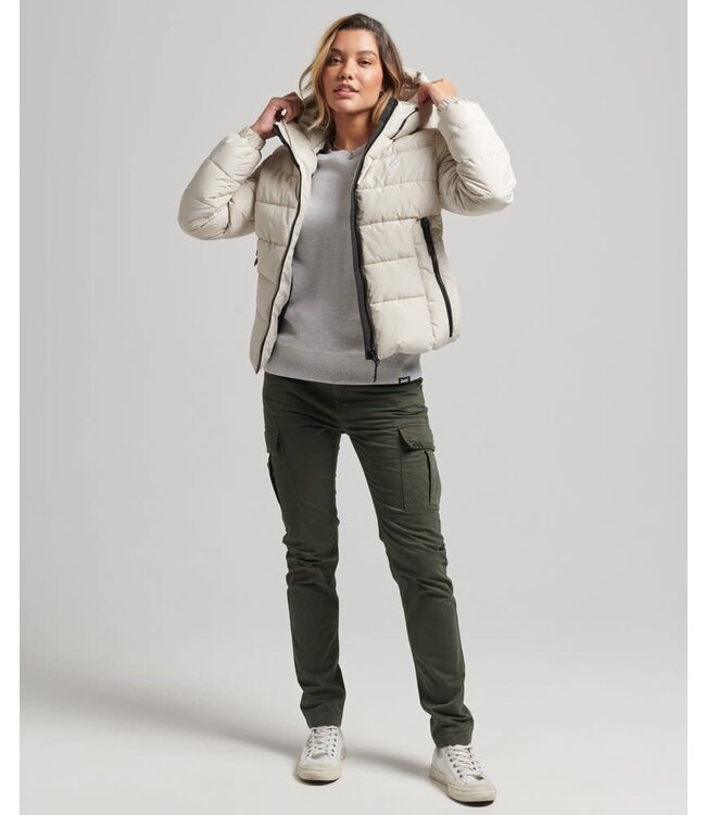Superdry Sport Hooded Spirit Sports Puffer Beige