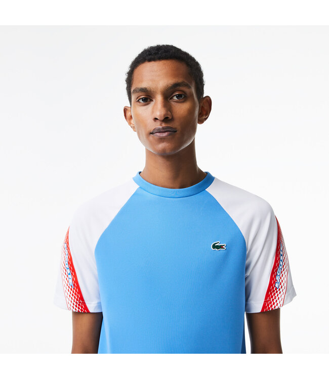 Lacoste Sport Regular Fit T-Shirt met logostreep Blue - White