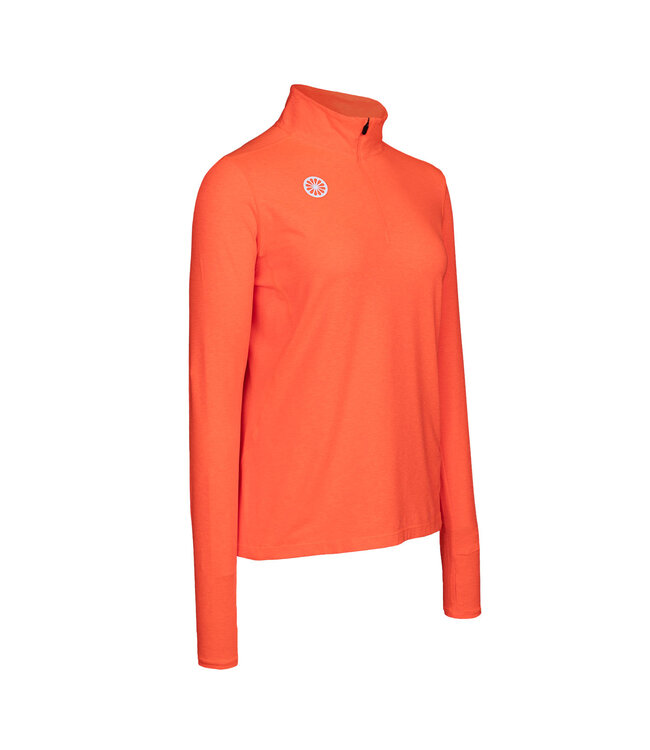 Indian Maharadja Women Half Zip Longsleeve Neon Coral