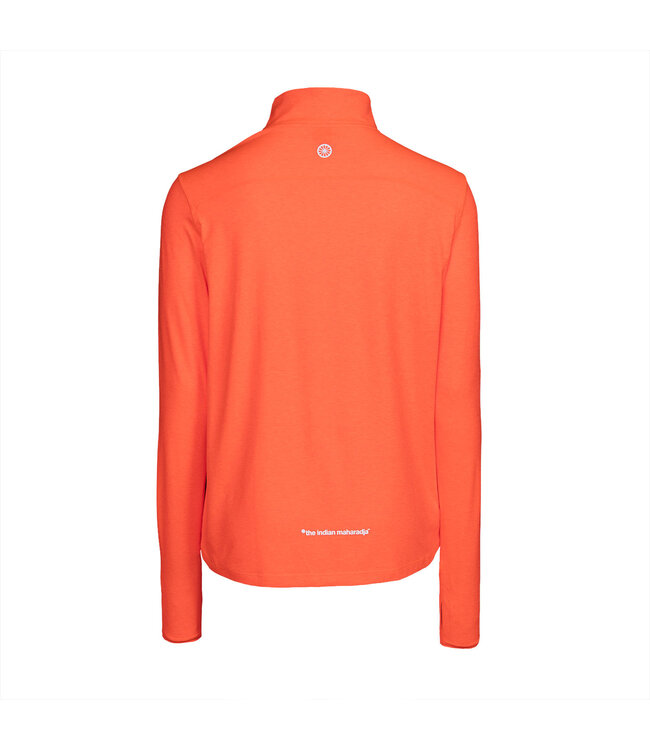 Indian Maharadja Women Half Zip Longsleeve Neon Coral