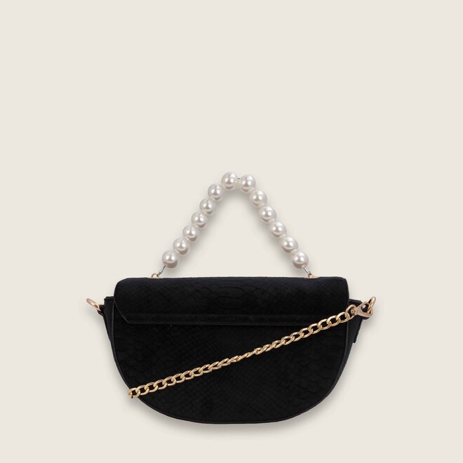 Velvet pearl bag ( black )