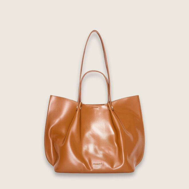 Loren shopper rond ( cognac kleurige )