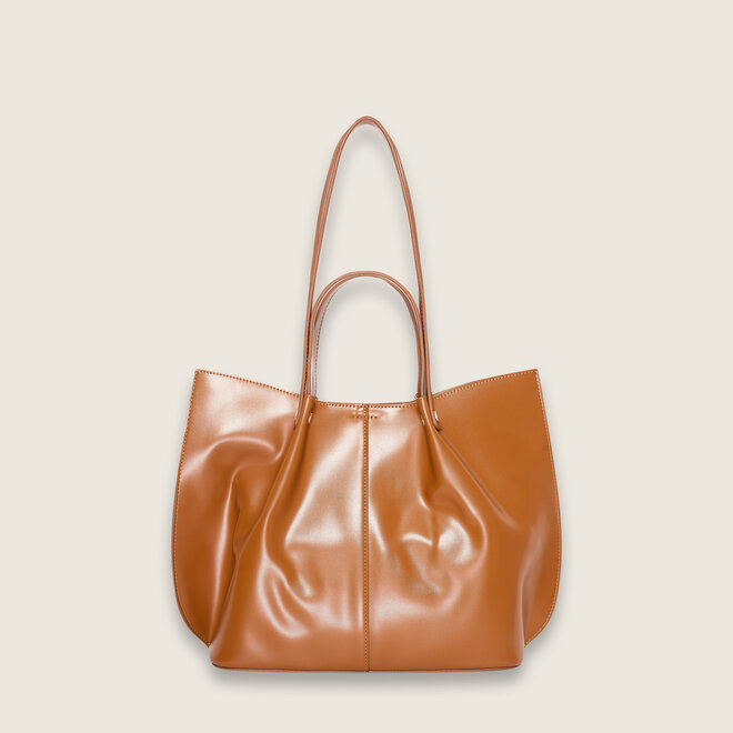 Loren shopper rond ( cognac kleurige )