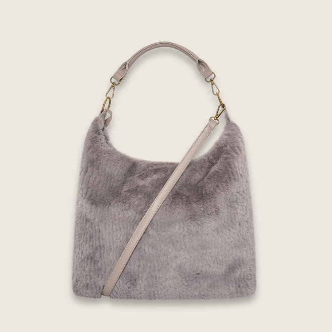 Faux fur hobo ( light grey )