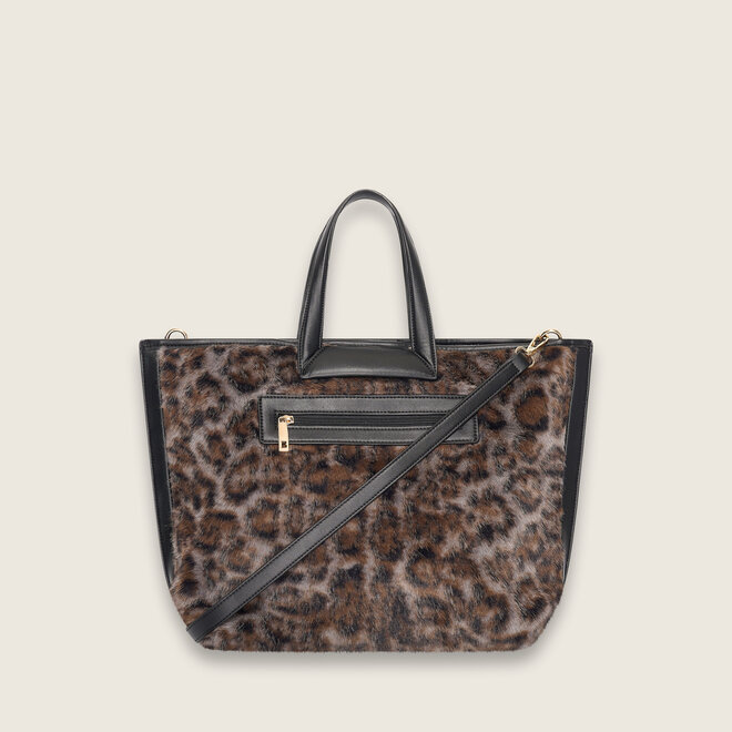 Leo fur shopper ( light grey )