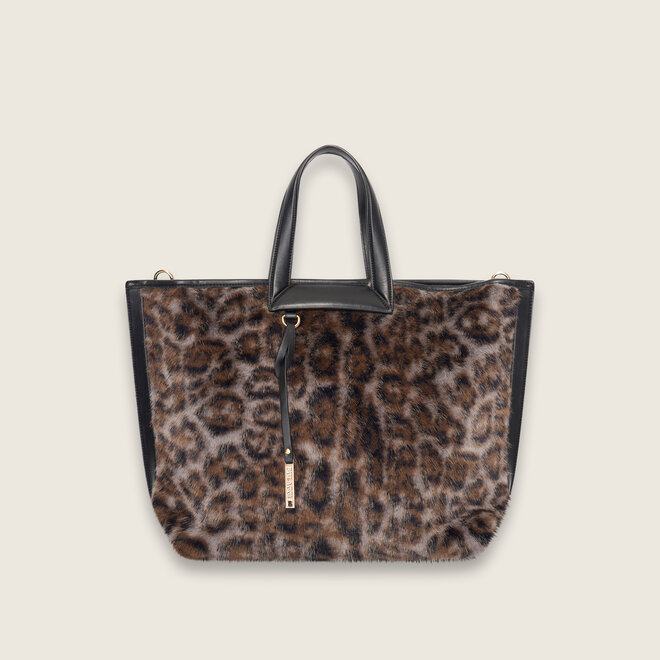 Leo fur shopper ( light grey )