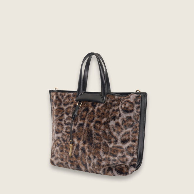 Leo fur shopper ( light grey )