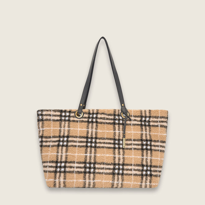 Teddy geruite shopper ( creme kleurige )