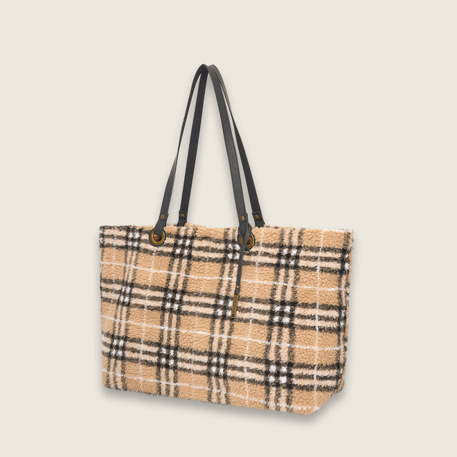 Teddy geruite shopper ( creme kleurige )