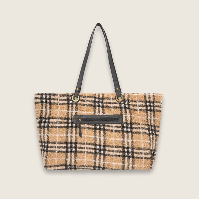 Teddy checkered shopper ( creme )